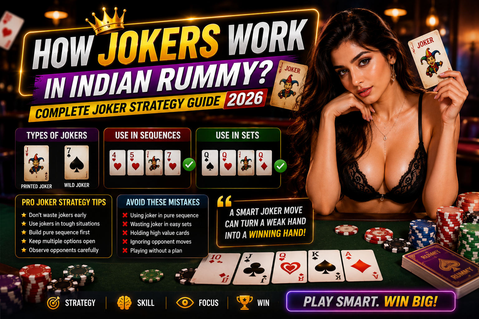 Joker Strategy in Rummy Guide showing printed joker and wild joker usage in Indian Rummy