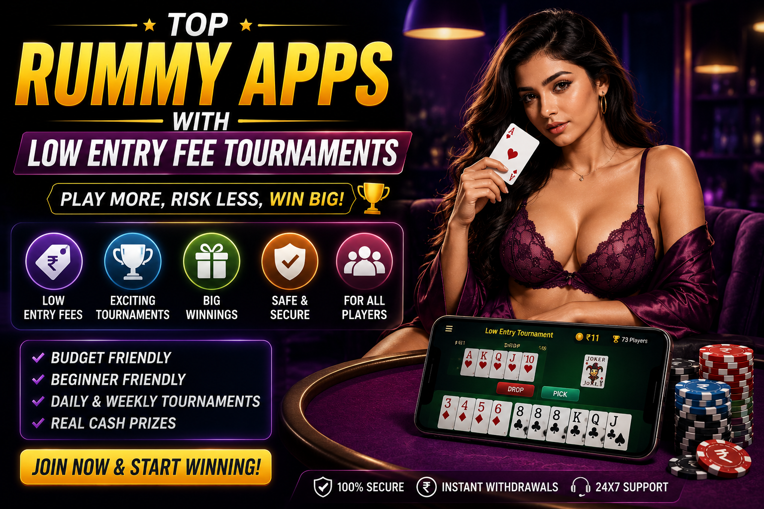 Top Rummy Apps with Low Entry Fee Tournaments in India 2026