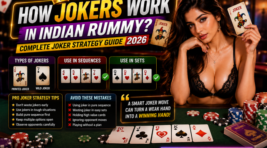 Joker Strategy in Rummy Guide showing printed joker and wild joker usage in Indian Rummy