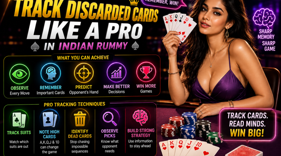 Track Discarded Cards in Indian Rummy using professional observation techniques